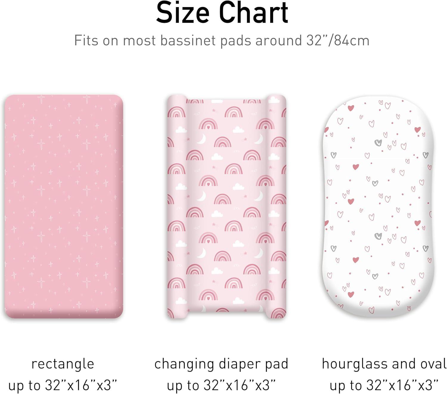image:imageNap Mat Sheet 47x24 3 Pack Pink Floral Baby Crib Sheets Fitted Elastic Corners Preschool Day Care Rest Mat Cover Soft Breathable Compatible with Regalo My Cot Joovy Travel CotPink Rainbow Heart