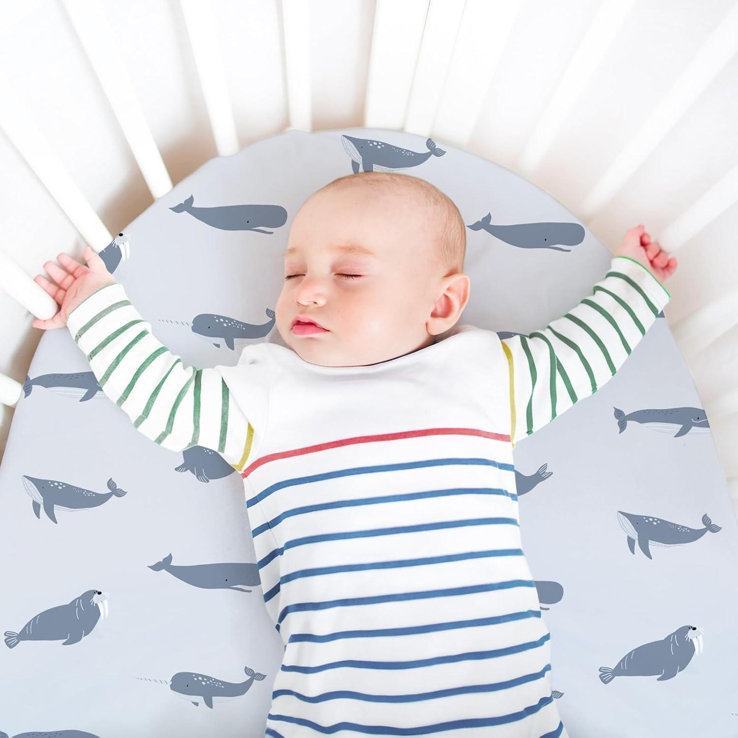 image:imageNap Mat Sheet 47x24 3 Pack Pink Floral Baby Crib Sheets Fitted Elastic Corners Preschool Day Care Rest Mat Cover Soft Breathable Compatible with Regalo My Cot Joovy Travel CotBlue Ocean