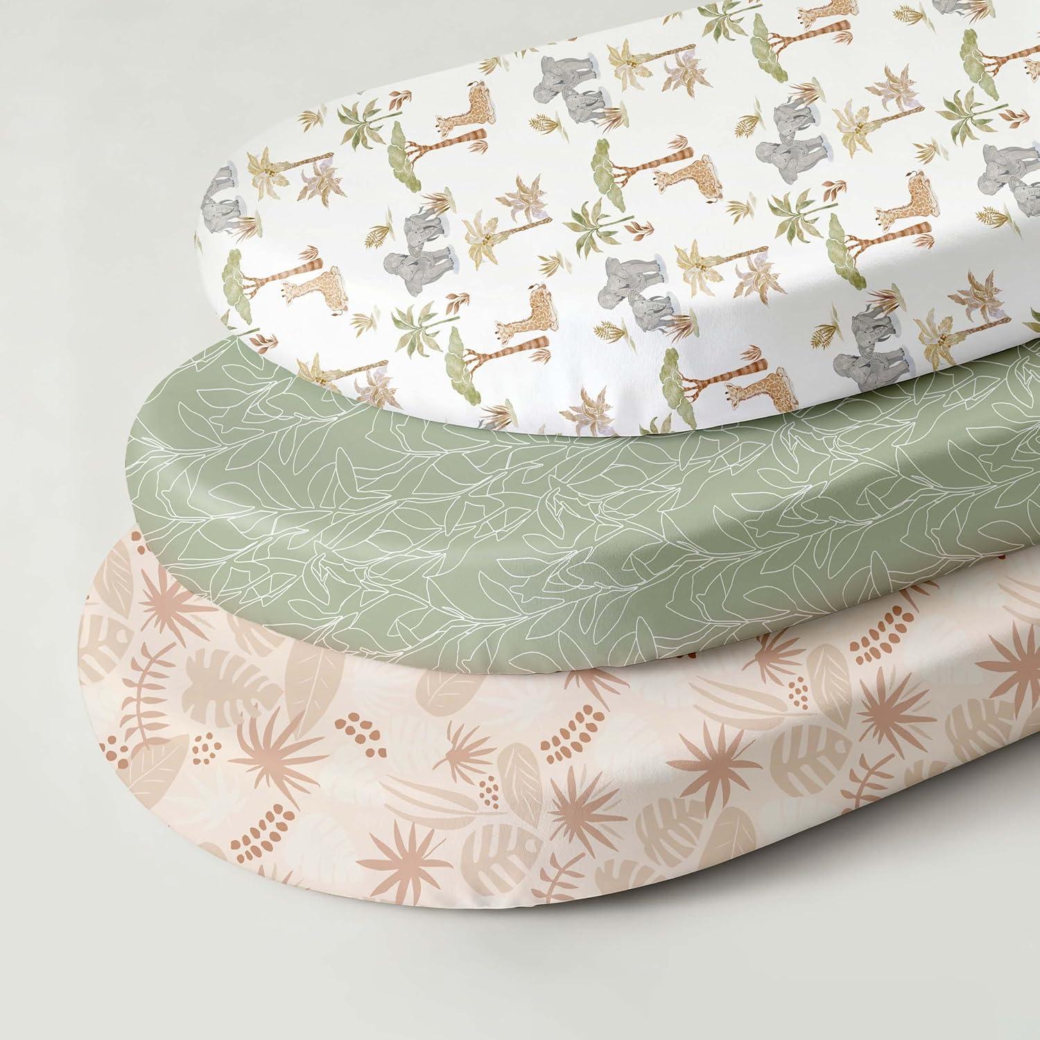 image:imageNap Mat Sheet 47x24 3 Pack Pink Floral Baby Crib Sheets Fitted Elastic Corners Preschool Day Care Rest Mat Cover Soft Breathable Compatible with Regalo My Cot Joovy Travel CotLight Brown Elephant