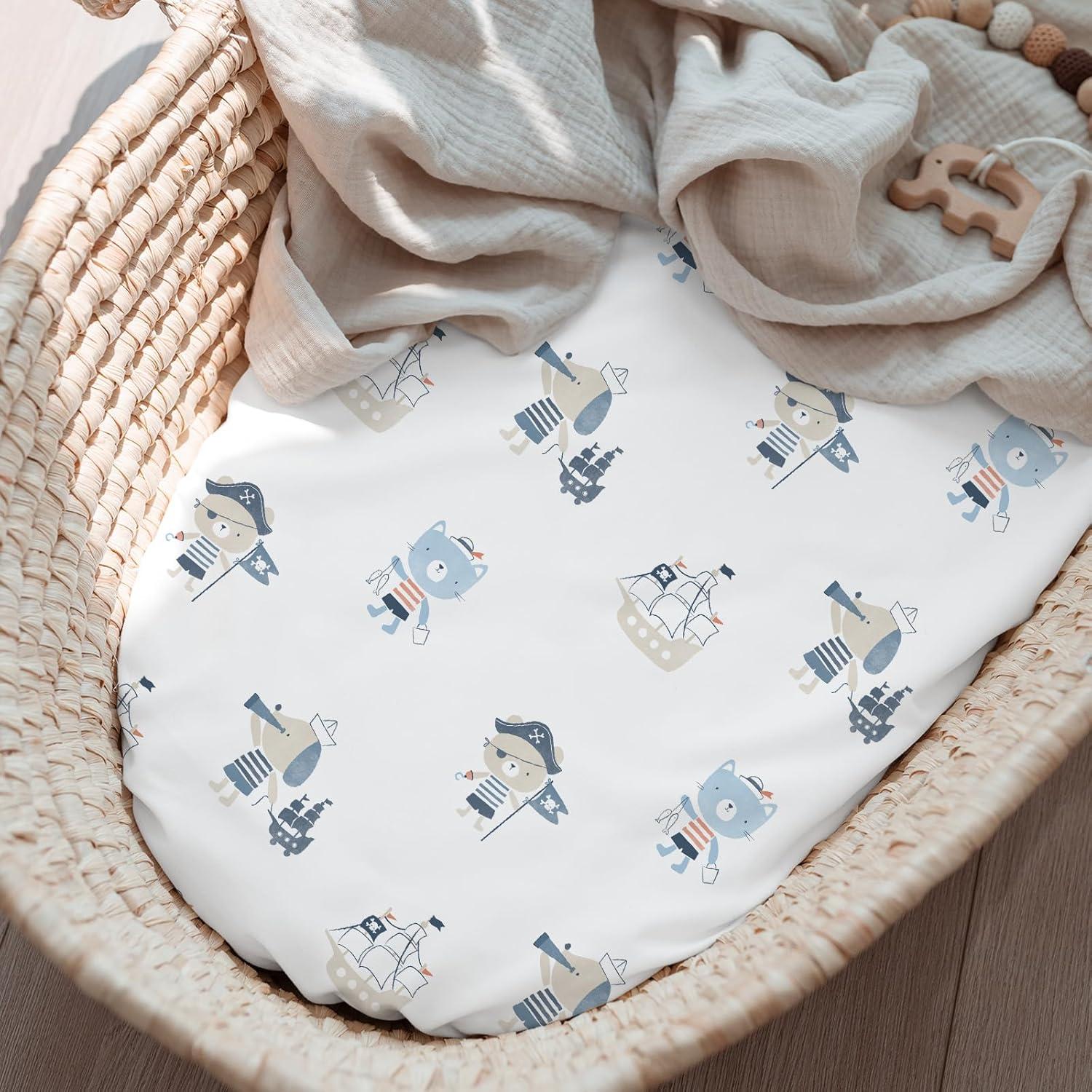 image:imageNap Mat Sheet 47x24 3 Pack Pink Floral Baby Crib Sheets Fitted Elastic Corners Preschool Day Care Rest Mat Cover Soft Breathable Compatible with Regalo My Cot Joovy Travel CotBlue Ocean