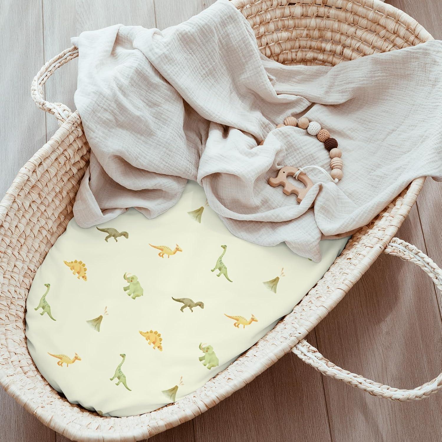 image:imageNap Mat Sheet 47x24 3 Pack Pink Floral Baby Crib Sheets Fitted Elastic Corners Preschool Day Care Rest Mat Cover Soft Breathable Compatible with Regalo My Cot Joovy Travel CotYellow Dinosaur