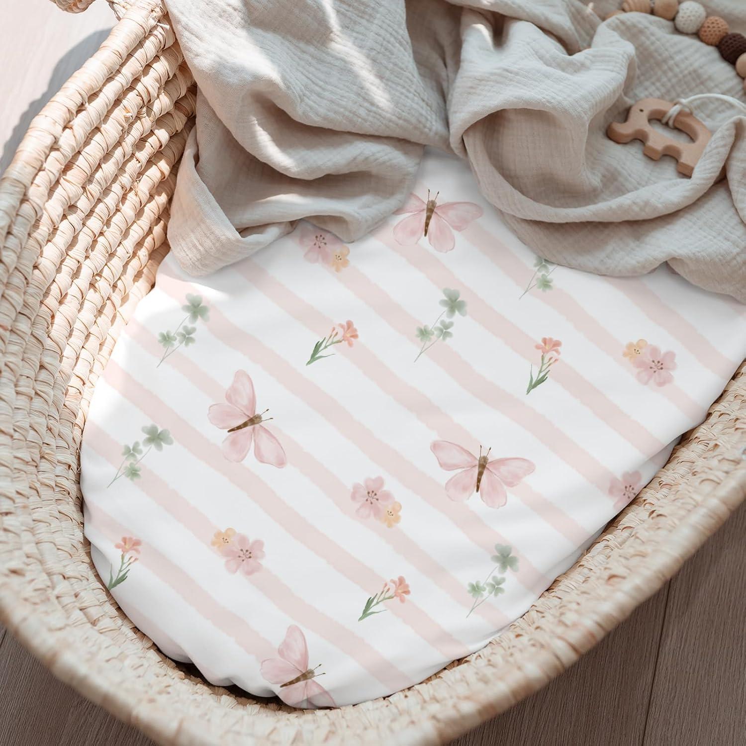 image:imageNap Mat Sheet 47x24 3 Pack Pink Floral Baby Crib Sheets Fitted Elastic Corners Preschool Day Care Rest Mat Cover Soft Breathable Compatible with Regalo My Cot Joovy Travel CotPink Animal