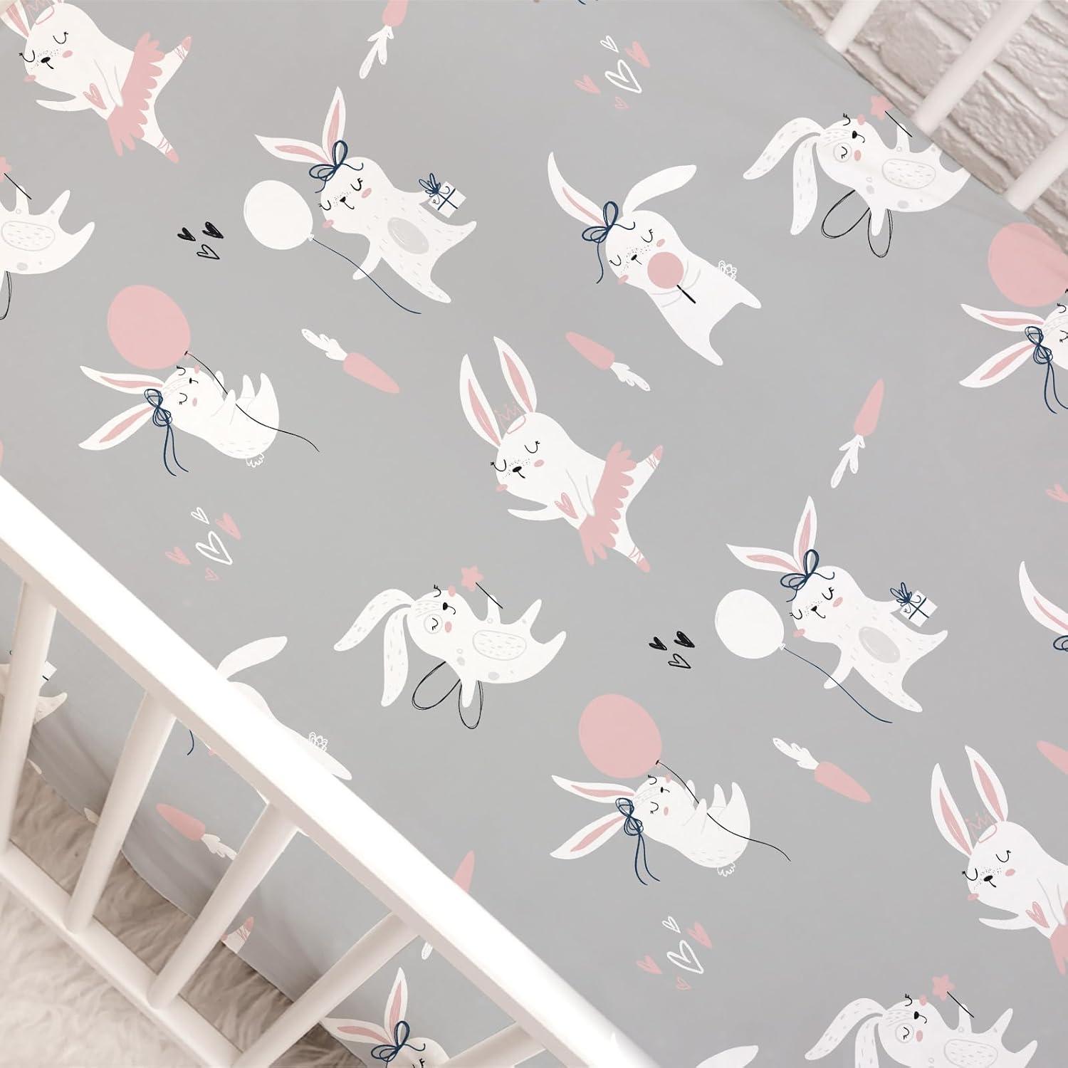 image:imageNap Mat Sheet 47x24 3 Pack Pink Floral Baby Crib Sheets Fitted Elastic Corners Preschool Day Care Rest Mat Cover Soft Breathable Compatible with Regalo My Cot Joovy Travel CotWhite Dino