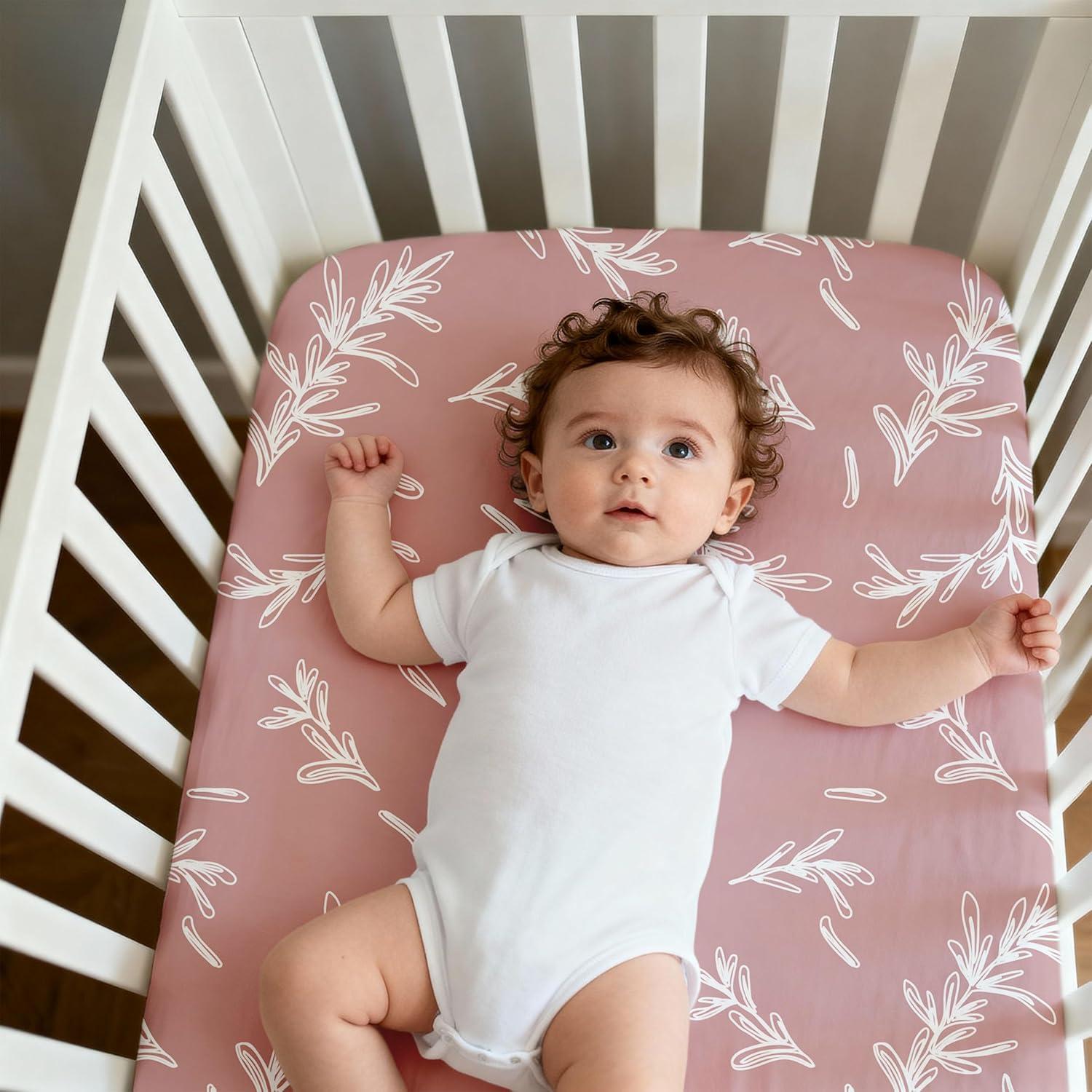 image:imageNap Mat Sheet 47x24 3 Pack Pink Floral Baby Crib Sheets Fitted Elastic Corners Preschool Day Care Rest Mat Cover Soft Breathable Compatible with Regalo My Cot Joovy Travel CotA Pink Floral