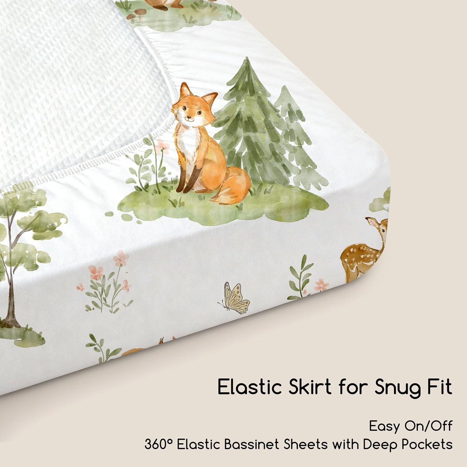 image:imageNap Mat Sheet 47x24 3 Pack Pink Floral Baby Crib Sheets Fitted Elastic Corners Preschool Day Care Rest Mat Cover Soft Breathable Compatible with Regalo My Cot Joovy Travel CotGreen Animals