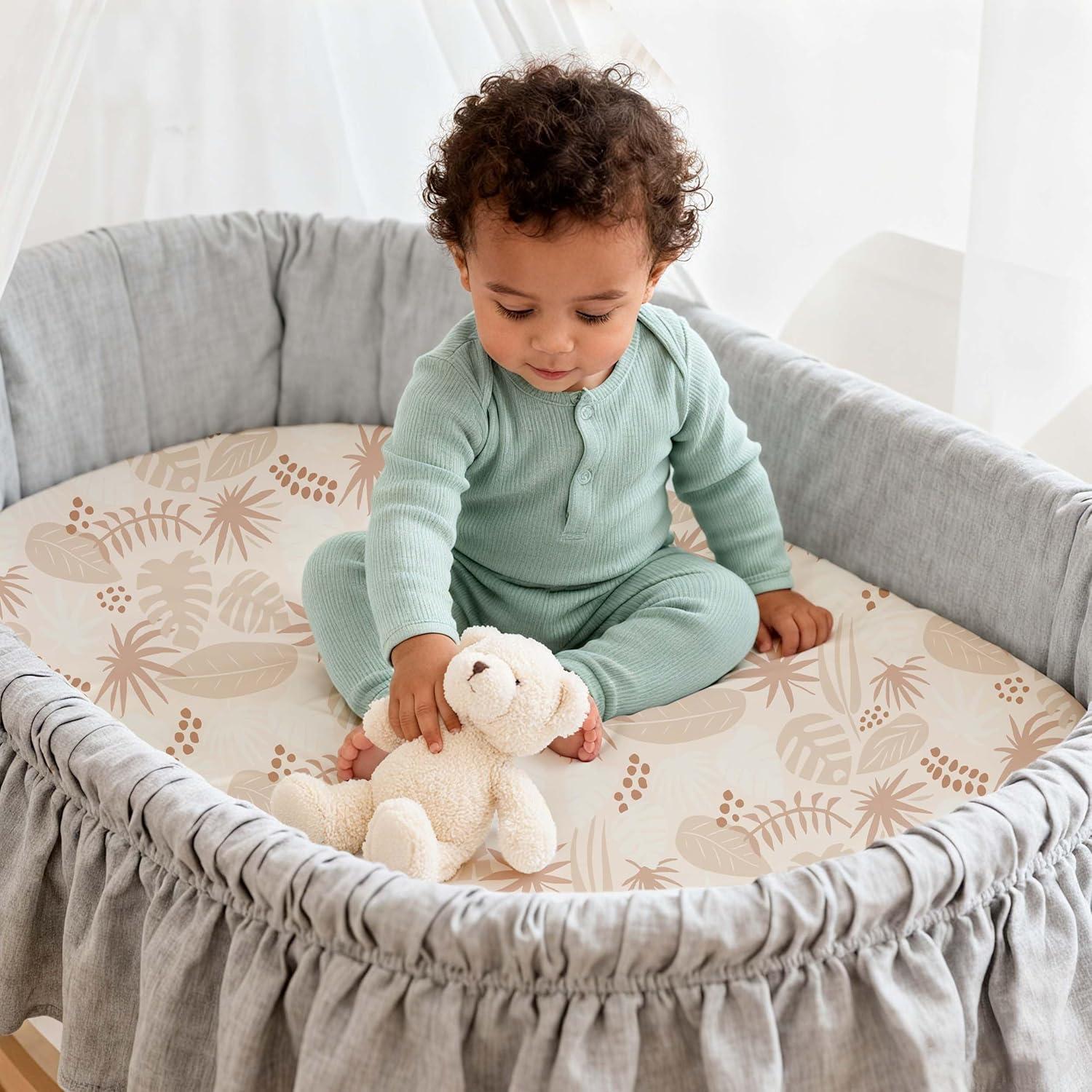 image:imageNap Mat Sheet 47x24 3 Pack Pink Floral Baby Crib Sheets Fitted Elastic Corners Preschool Day Care Rest Mat Cover Soft Breathable Compatible with Regalo My Cot Joovy Travel CotLight Brown Elephant