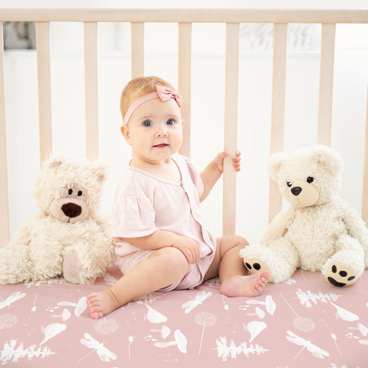 image:imageNap Mat Sheet 47x24 3 Pack Pink Floral Baby Crib Sheets Fitted Elastic Corners Preschool Day Care Rest Mat Cover Soft Breathable Compatible with Regalo My Cot Joovy Travel CotPink Animal