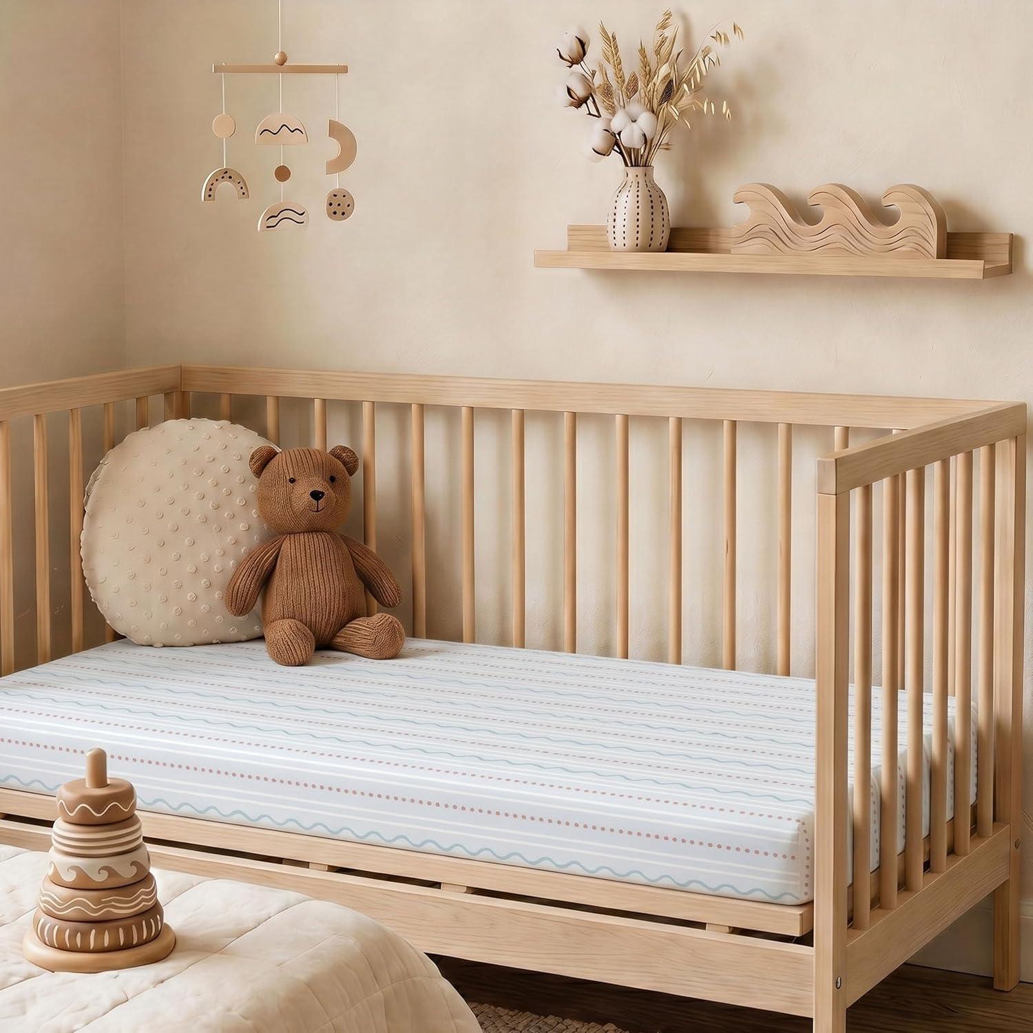 image:imageNap Mat Sheet 47x24 3 Pack Pink Floral Baby Crib Sheets Fitted Elastic Corners Preschool Day Care Rest Mat Cover Soft Breathable Compatible with Regalo My Cot Joovy Travel CotBlue Dinosaur