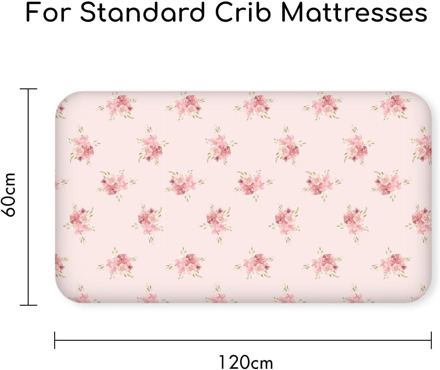image:imageNap Mat Sheet 47x24 3 Pack Pink Floral Baby Crib Sheets Fitted Elastic Corners Preschool Day Care Rest Mat Cover Soft Breathable Compatible with Regalo My Cot Joovy Travel CotA Pink Floral