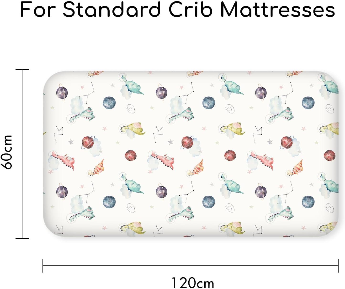 image:imageNap Mat Sheet 47x24 3 Pack Pink Floral Baby Crib Sheets Fitted Elastic Corners Preschool Day Care Rest Mat Cover Soft Breathable Compatible with Regalo My Cot Joovy Travel CotWhite Dino