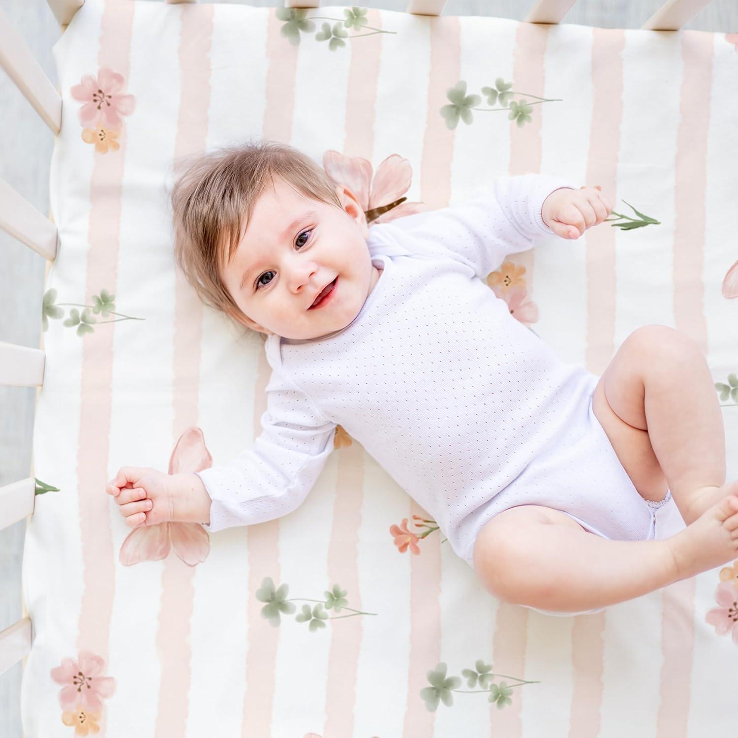 image:imageNap Mat Sheet 47x24 3 Pack Pink Floral Baby Crib Sheets Fitted Elastic Corners Preschool Day Care Rest Mat Cover Soft Breathable Compatible with Regalo My Cot Joovy Travel CotPink Animal