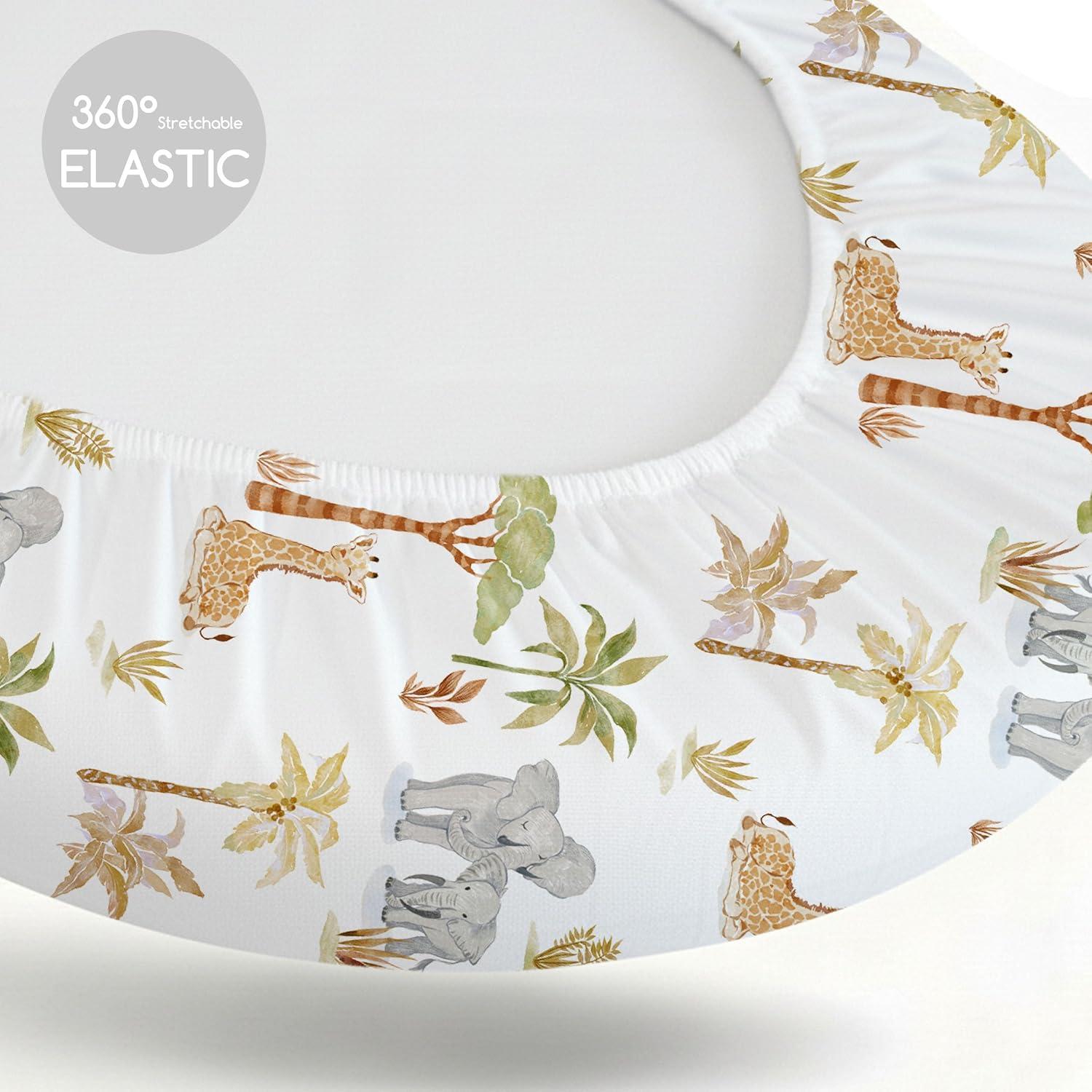 image:imageNap Mat Sheet 47x24 3 Pack Pink Floral Baby Crib Sheets Fitted Elastic Corners Preschool Day Care Rest Mat Cover Soft Breathable Compatible with Regalo My Cot Joovy Travel CotLight Brown Elephant