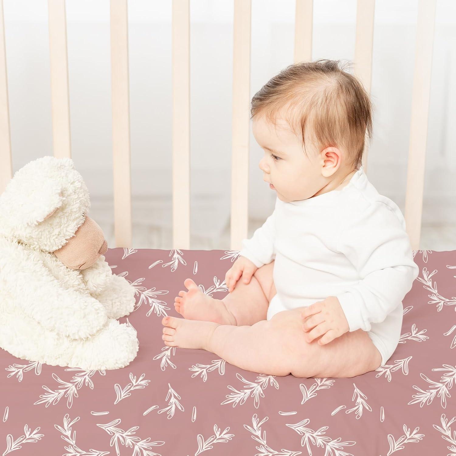 image:imageNap Mat Sheet 47x24 3 Pack Pink Floral Baby Crib Sheets Fitted Elastic Corners Preschool Day Care Rest Mat Cover Soft Breathable Compatible with Regalo My Cot Joovy Travel CotA Pink Floral