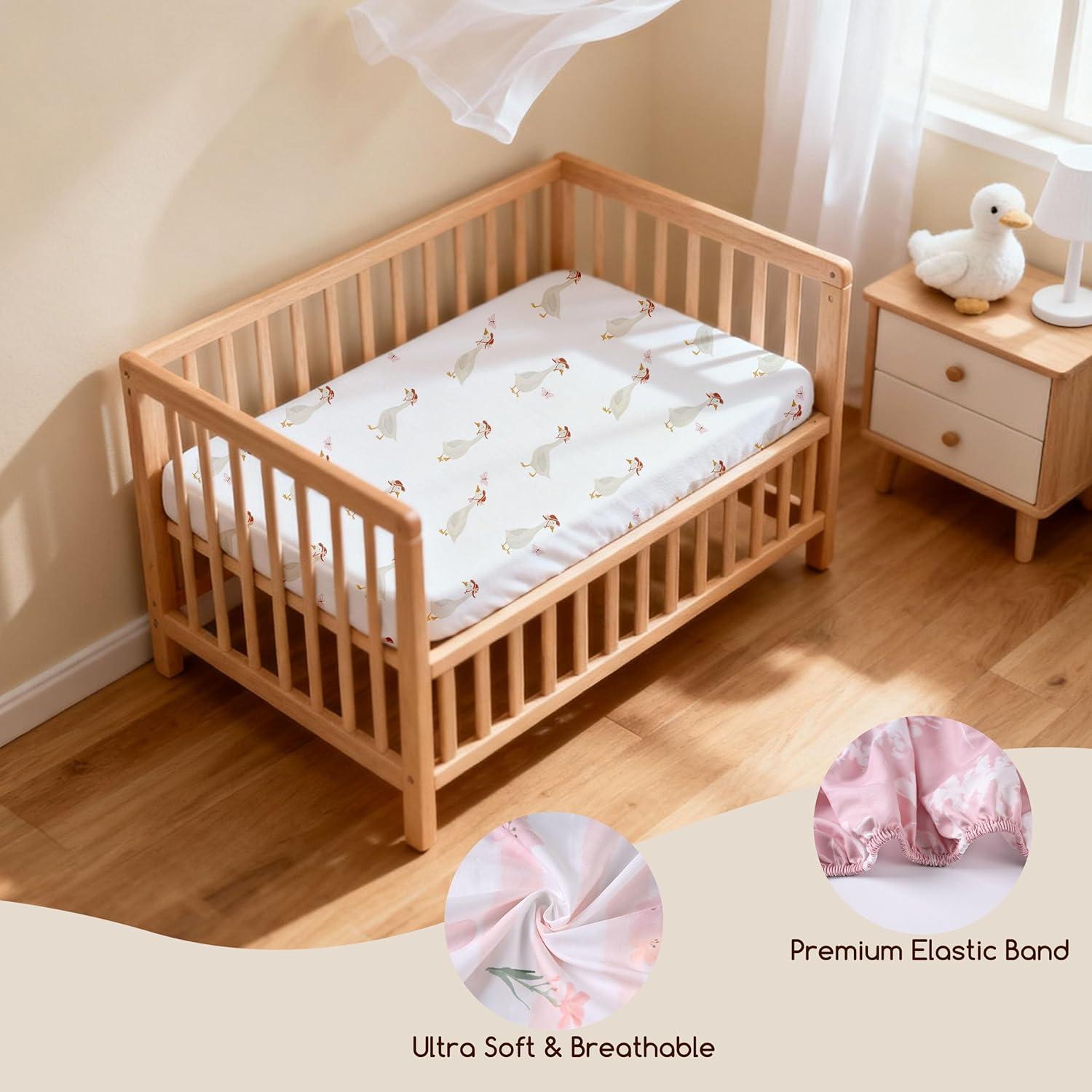 image:imageNap Mat Sheet 47x24 3 Pack Pink Floral Baby Crib Sheets Fitted Elastic Corners Preschool Day Care Rest Mat Cover Soft Breathable Compatible with Regalo My Cot Joovy Travel CotPink Animal