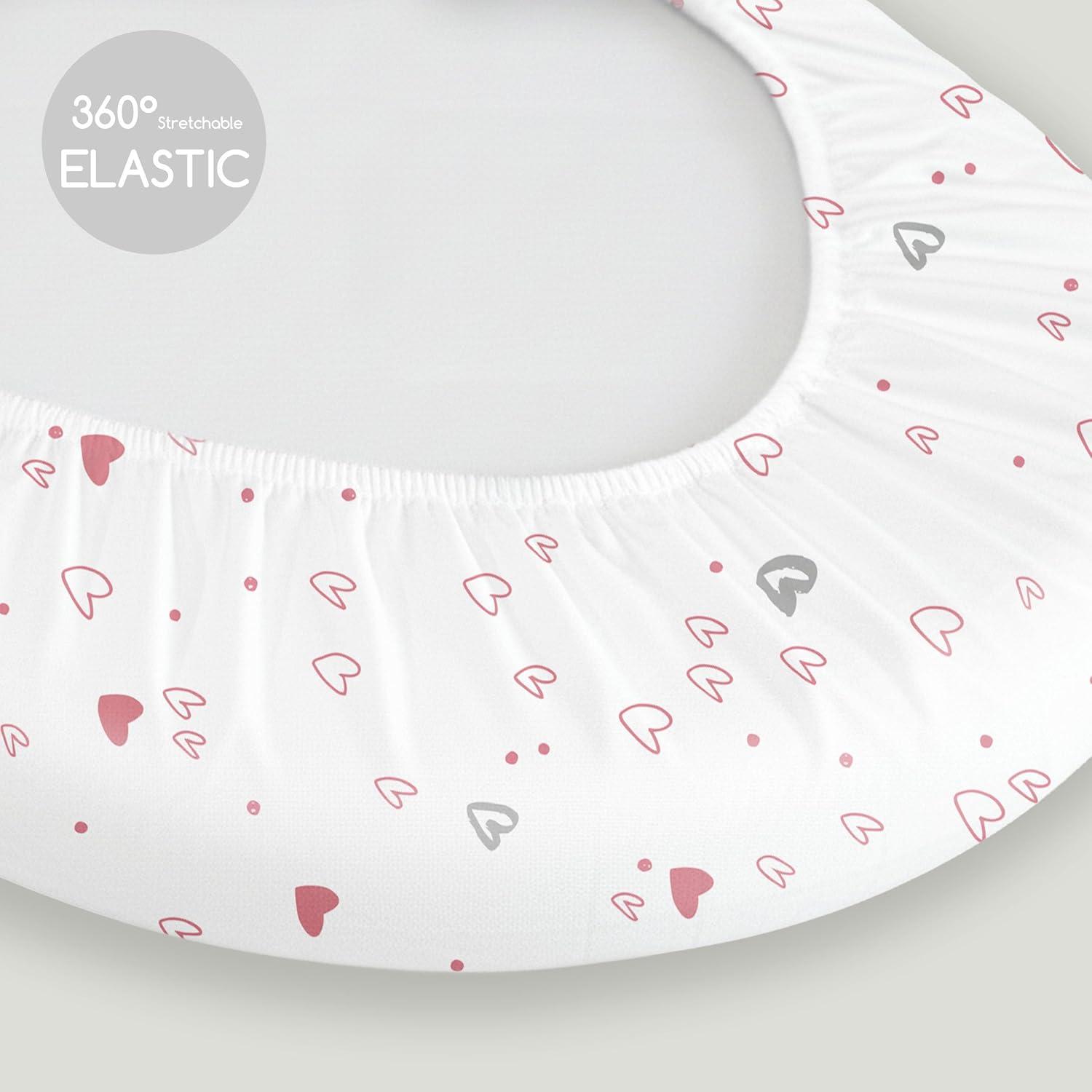 image:imageNap Mat Sheet 47x24 3 Pack Pink Floral Baby Crib Sheets Fitted Elastic Corners Preschool Day Care Rest Mat Cover Soft Breathable Compatible with Regalo My Cot Joovy Travel CotPink Rainbow Heart