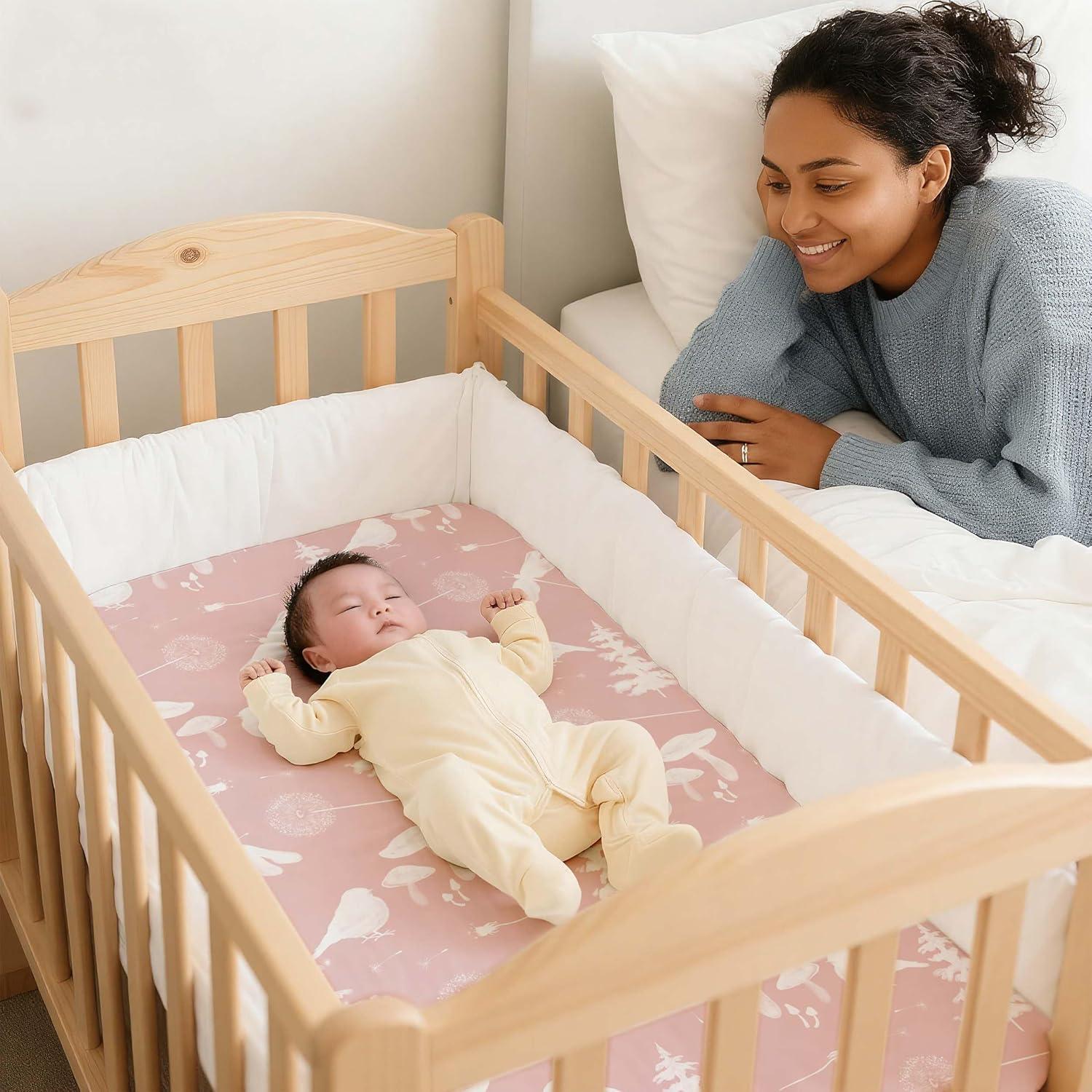 image:imageNap Mat Sheet 47x24 3 Pack Pink Floral Baby Crib Sheets Fitted Elastic Corners Preschool Day Care Rest Mat Cover Soft Breathable Compatible with Regalo My Cot Joovy Travel CotPink Animal
