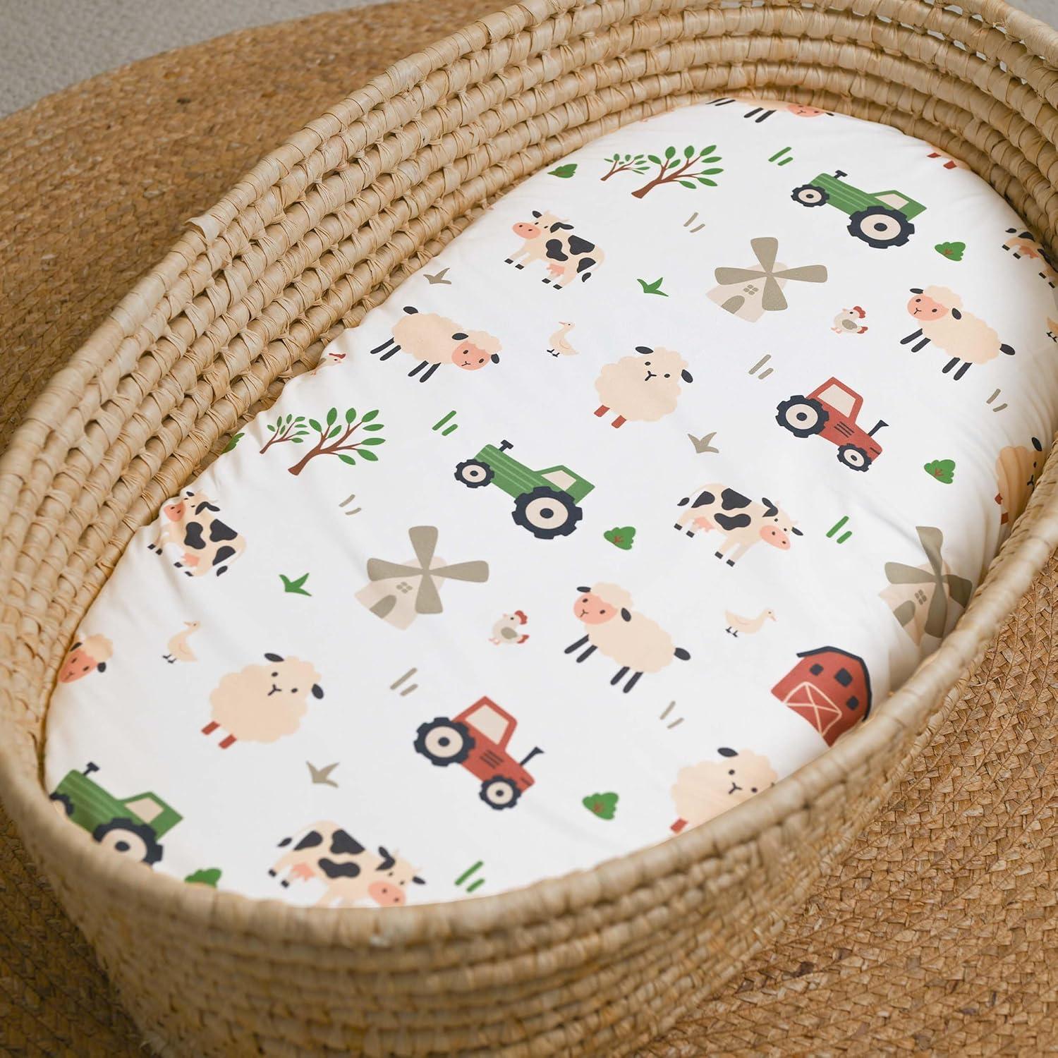 image:imageNap Mat Sheet 47x24 3 Pack Pink Floral Baby Crib Sheets Fitted Elastic Corners Preschool Day Care Rest Mat Cover Soft Breathable Compatible with Regalo My Cot Joovy Travel CotFarm Animals