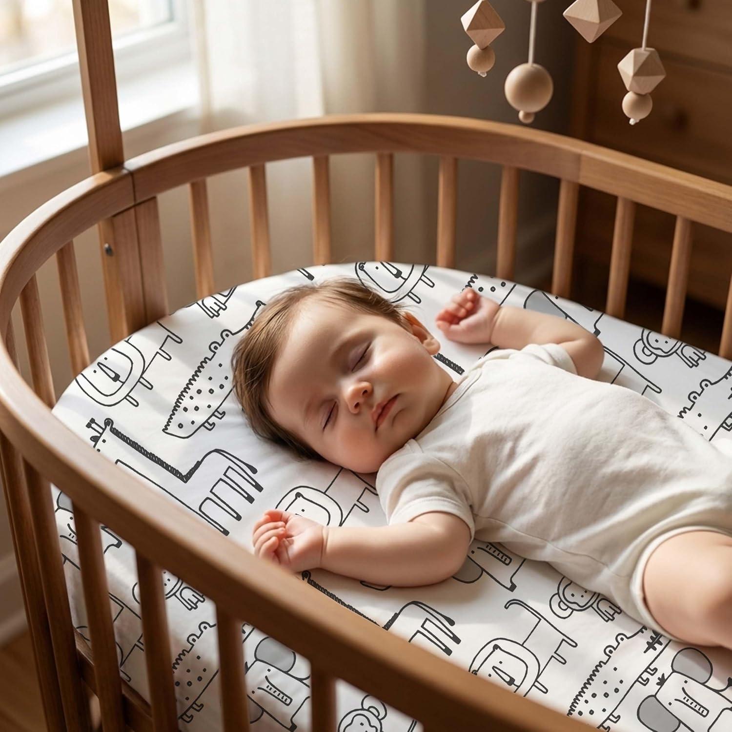 image:imageNap Mat Sheet 47x24 3 Pack Pink Floral Baby Crib Sheets Fitted Elastic Corners Preschool Day Care Rest Mat Cover Soft Breathable Compatible with Regalo My Cot Joovy Travel CotGrey Animals