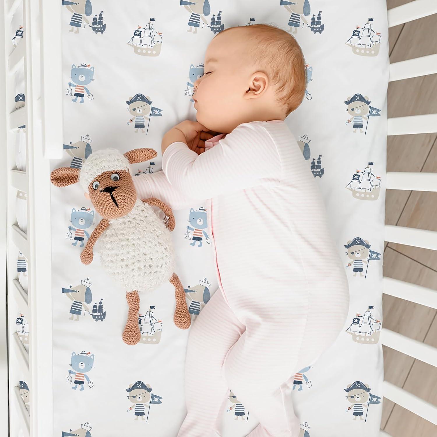 image:imageNap Mat Sheet 47x24 3 Pack Pink Floral Baby Crib Sheets Fitted Elastic Corners Preschool Day Care Rest Mat Cover Soft Breathable Compatible with Regalo My Cot Joovy Travel CotBlue Ocean