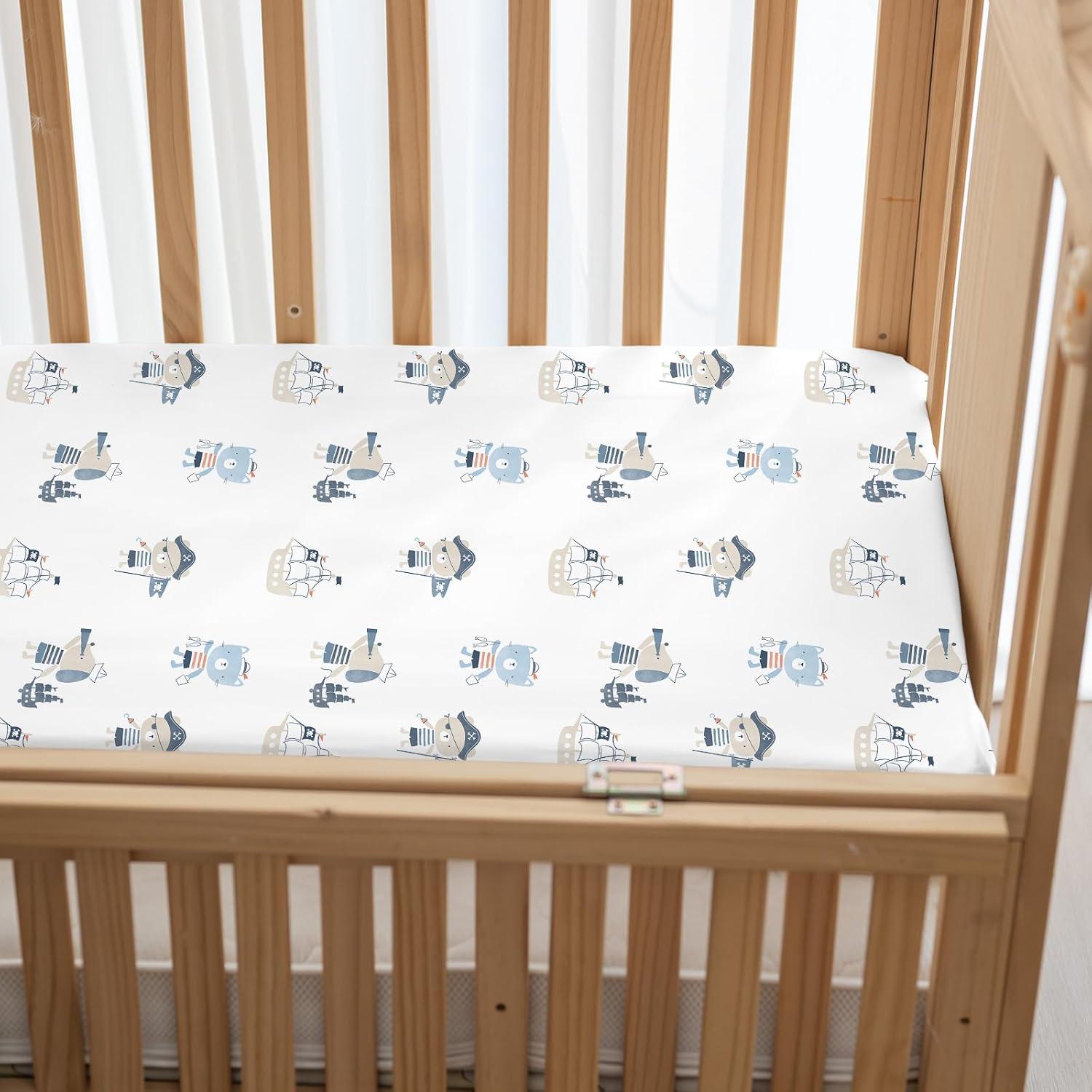 image:imageNap Mat Sheet 47x24 3 Pack Pink Floral Baby Crib Sheets Fitted Elastic Corners Preschool Day Care Rest Mat Cover Soft Breathable Compatible with Regalo My Cot Joovy Travel CotBlue Ocean