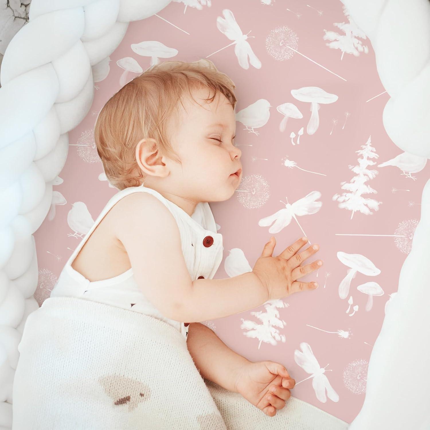 image:imageNap Mat Sheet 47x24 3 Pack Pink Floral Baby Crib Sheets Fitted Elastic Corners Preschool Day Care Rest Mat Cover Soft Breathable Compatible with Regalo My Cot Joovy Travel CotPink Animal