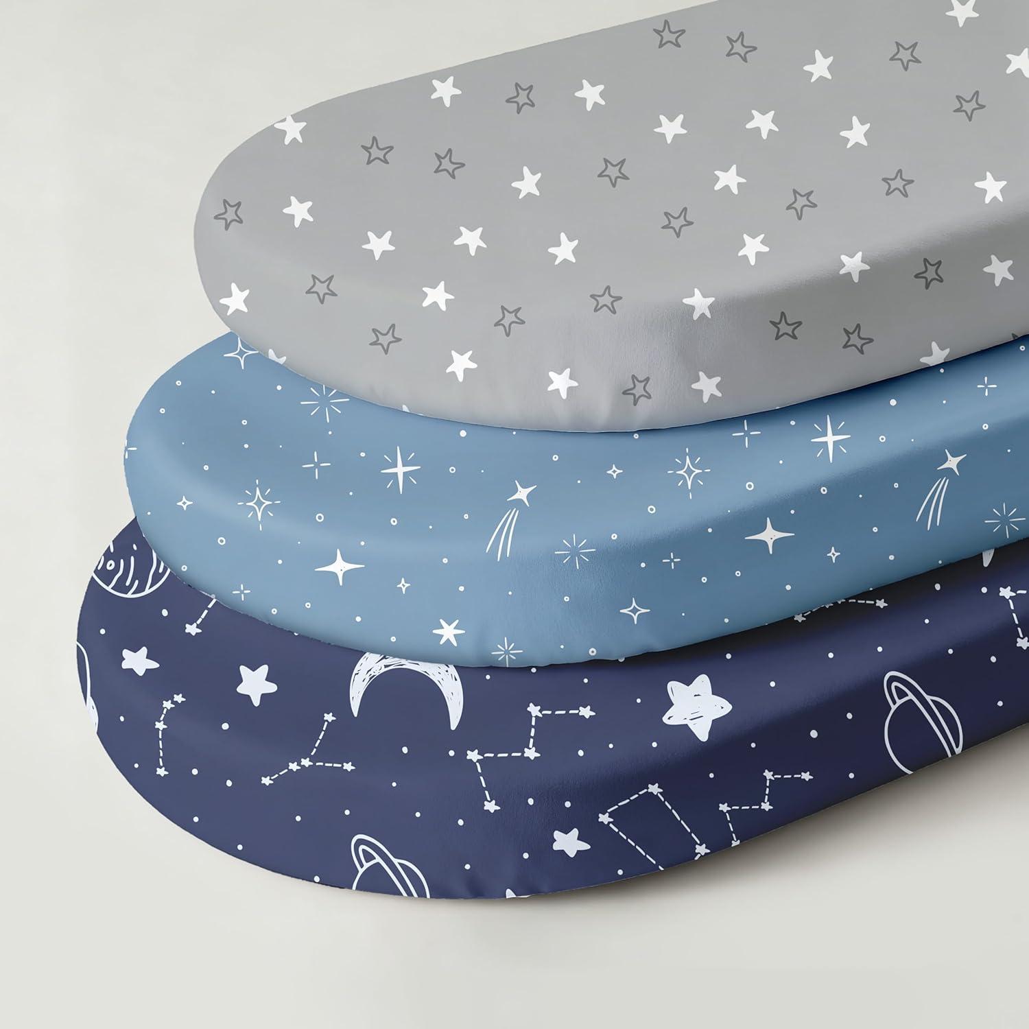 image:imageNap Mat Sheet 47x24 3 Pack Pink Floral Baby Crib Sheets Fitted Elastic Corners Preschool Day Care Rest Mat Cover Soft Breathable Compatible with Regalo My Cot Joovy Travel CotNavy Blue Planet