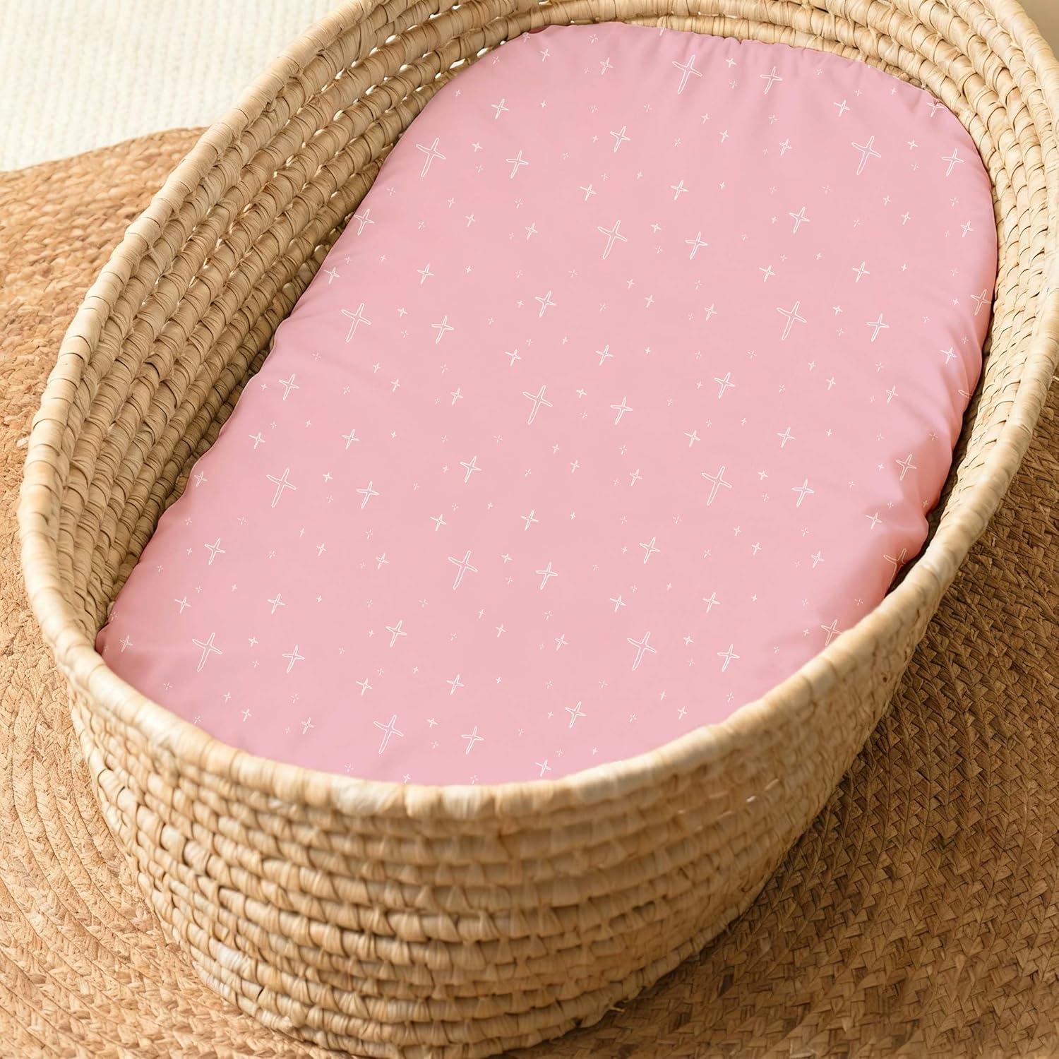image:imageNap Mat Sheet 47x24 3 Pack Pink Floral Baby Crib Sheets Fitted Elastic Corners Preschool Day Care Rest Mat Cover Soft Breathable Compatible with Regalo My Cot Joovy Travel CotPink Rainbow Heart