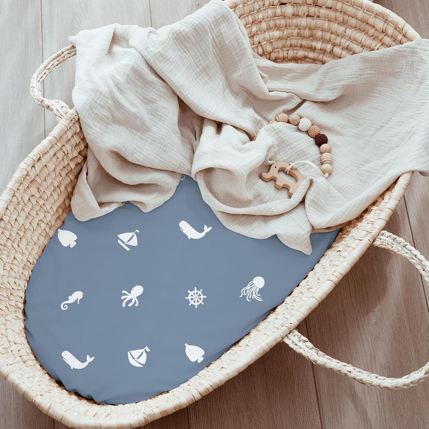 image:imageNap Mat Sheet 47x24 3 Pack Pink Floral Baby Crib Sheets Fitted Elastic Corners Preschool Day Care Rest Mat Cover Soft Breathable Compatible with Regalo My Cot Joovy Travel CotBlue Ocean