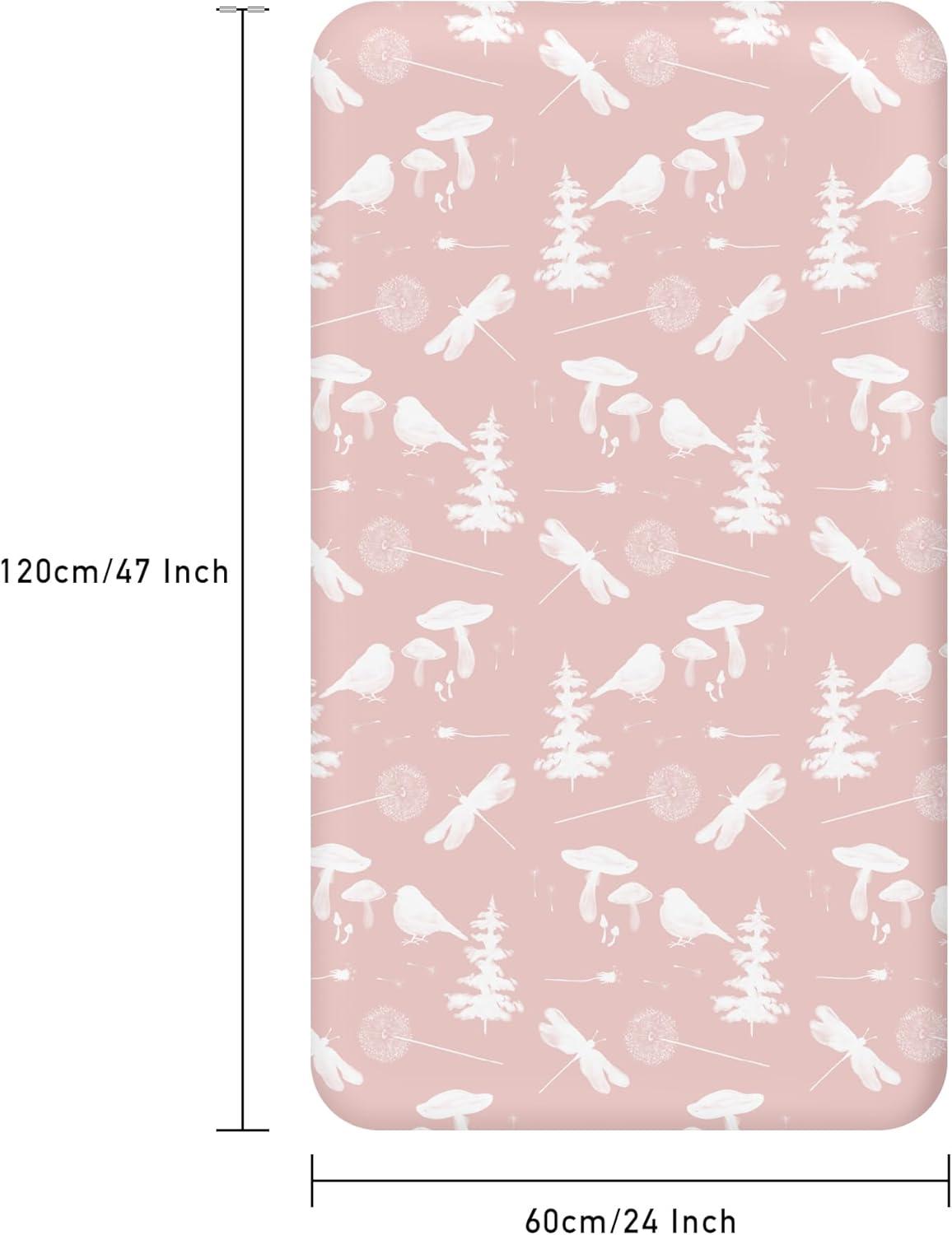 image:imageNap Mat Sheet 47x24 3 Pack Pink Floral Baby Crib Sheets Fitted Elastic Corners Preschool Day Care Rest Mat Cover Soft Breathable Compatible with Regalo My Cot Joovy Travel CotPink Animal