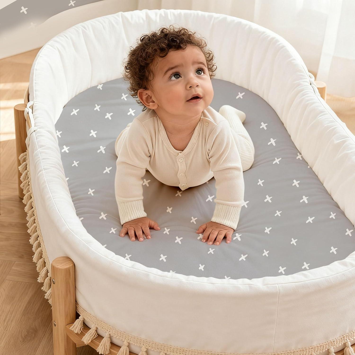 image:imageNap Mat Sheet 47x24 3 Pack Pink Floral Baby Crib Sheets Fitted Elastic Corners Preschool Day Care Rest Mat Cover Soft Breathable Compatible with Regalo My Cot Joovy Travel CotGrey Animals