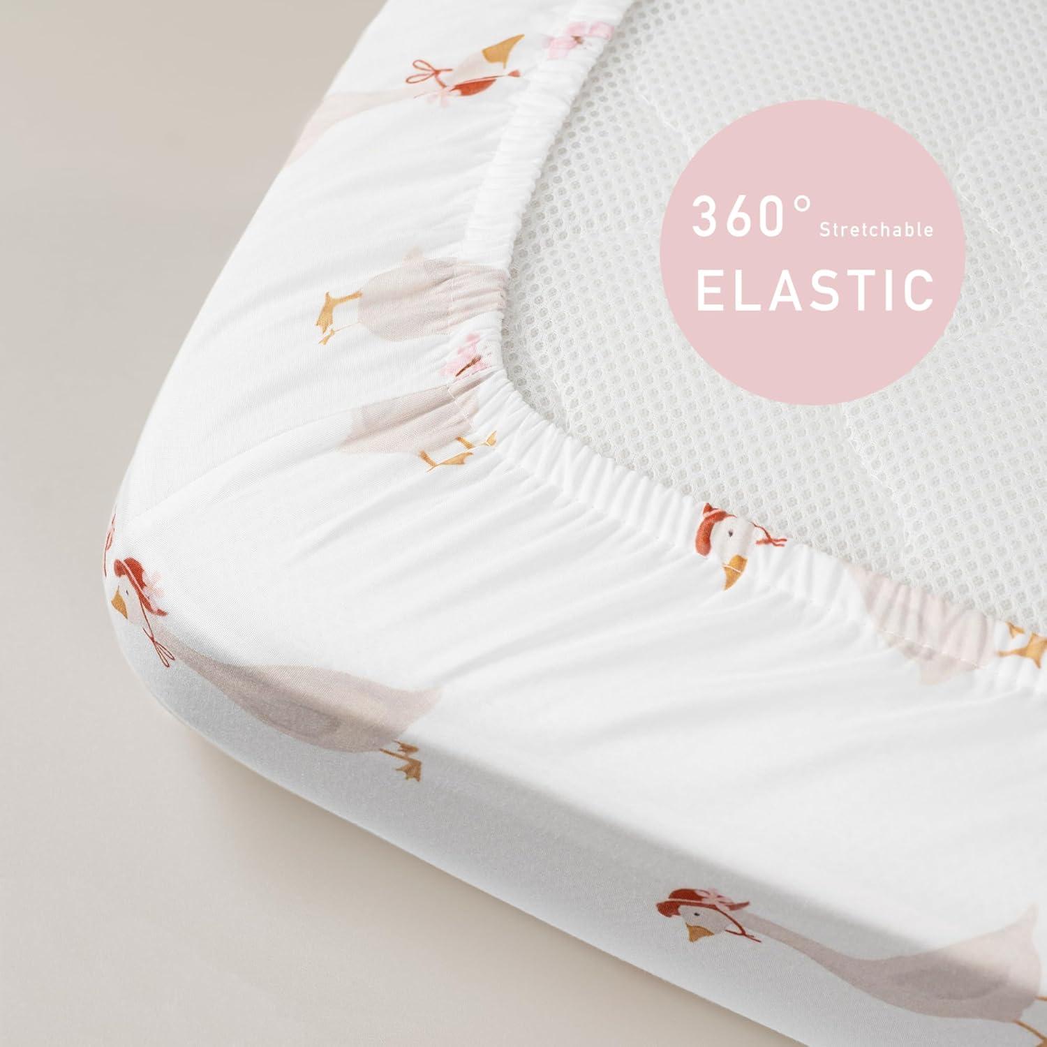 image:imageNap Mat Sheet 47x24 3 Pack Pink Floral Baby Crib Sheets Fitted Elastic Corners Preschool Day Care Rest Mat Cover Soft Breathable Compatible with Regalo My Cot Joovy Travel CotPink Animal
