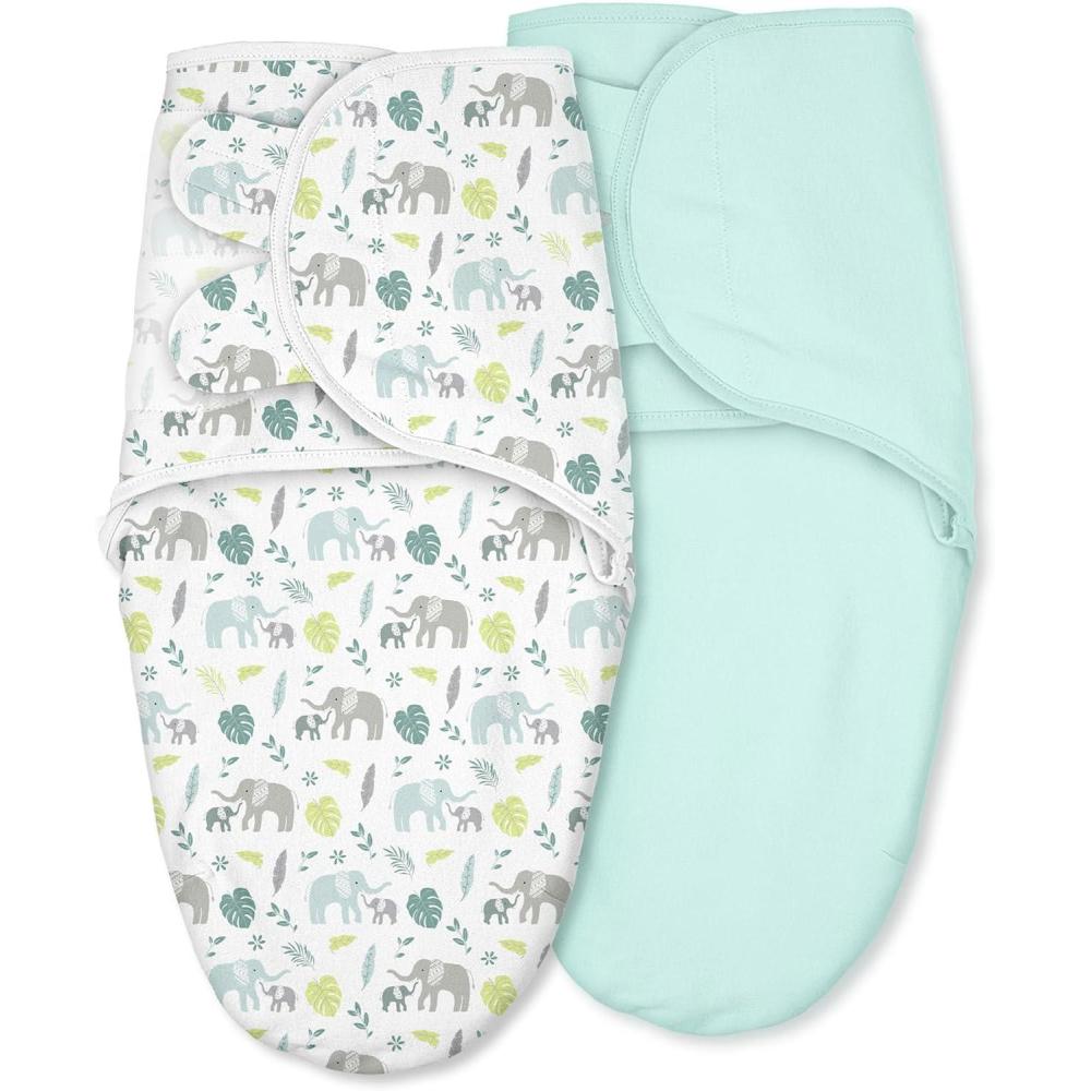 image:imageBaby Swaddles for Newborn Organic CottonSoft amp Snug Newborn Velcro Swaddle 03 Months Sleep Sack Helps Calm Startle Reflex 2Pack Wrap Nursery Swaddling Blankets ElephantSage Elephant