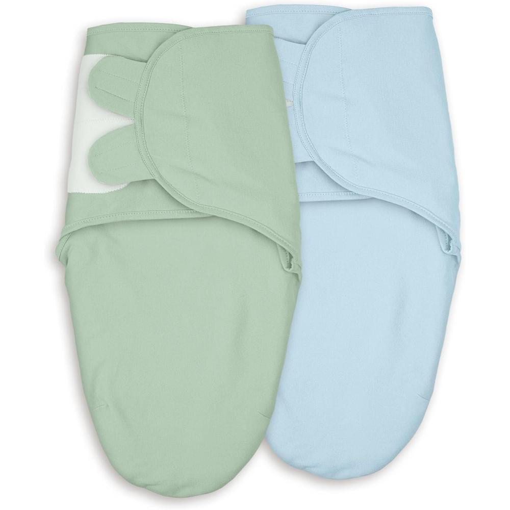 image:imageBaby Swaddles for Newborn Organic CottonSoft amp Snug Newborn Velcro Swaddle 03 Months Sleep Sack Helps Calm Startle Reflex 2Pack Wrap Nursery Swaddling Blankets ElephantGreen Blue