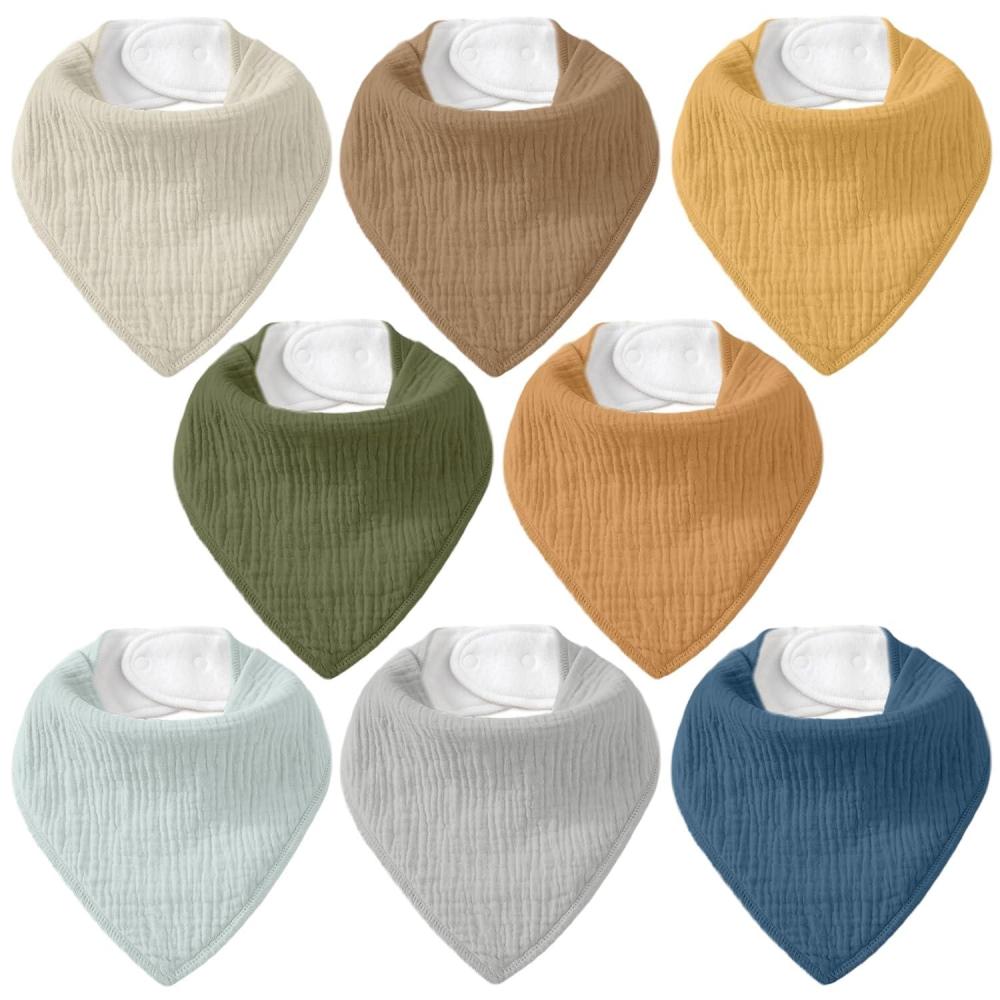 image:imageMuslin Baby Bibs 8 Pack Baby Bandana Drool Bib for Drooling and Teething Cotton Soft Absorbent for Girls Boys Calm Style Plain Solid ColorClassic