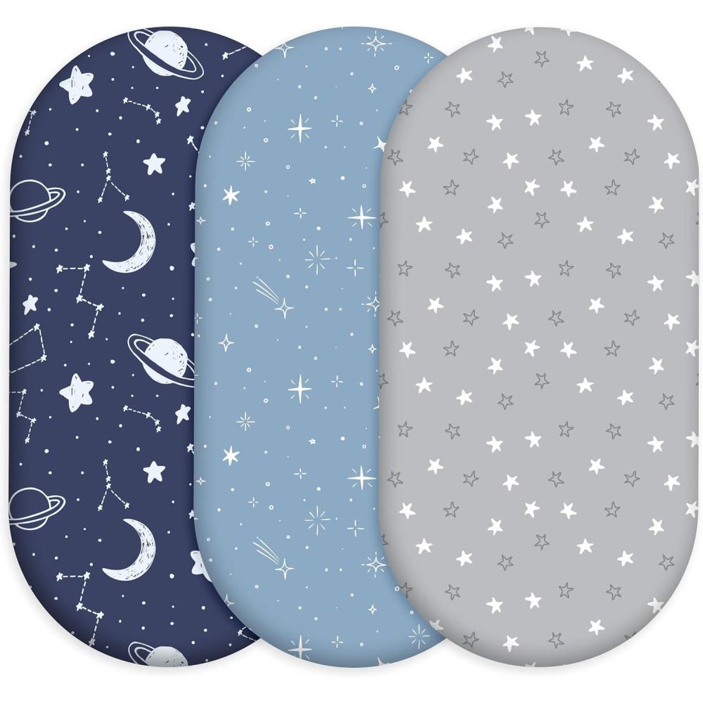 image:imageNap Mat Sheet 47x24 3 Pack Pink Floral Baby Crib Sheets Fitted Elastic Corners Preschool Day Care Rest Mat Cover Soft Breathable Compatible with Regalo My Cot Joovy Travel CotNavy Blue Planet