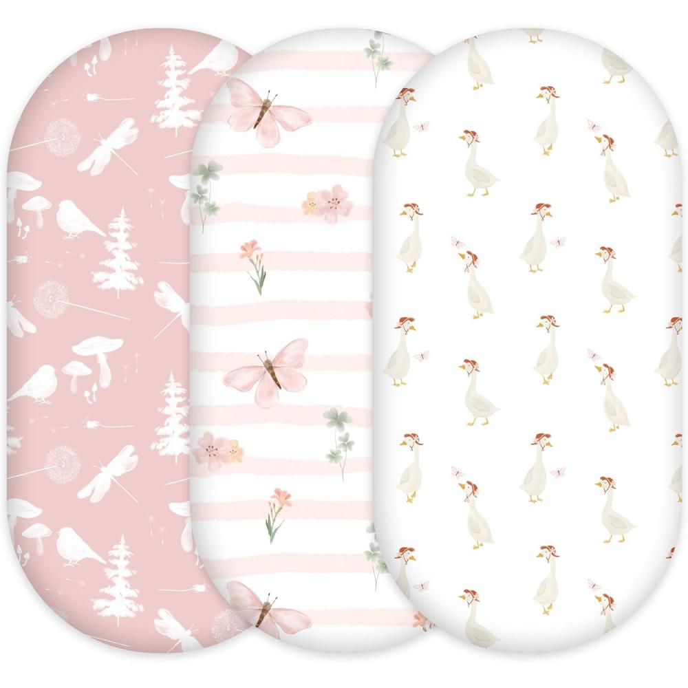image:imageNap Mat Sheet 47x24 3 Pack Pink Floral Baby Crib Sheets Fitted Elastic Corners Preschool Day Care Rest Mat Cover Soft Breathable Compatible with Regalo My Cot Joovy Travel CotPink Animal