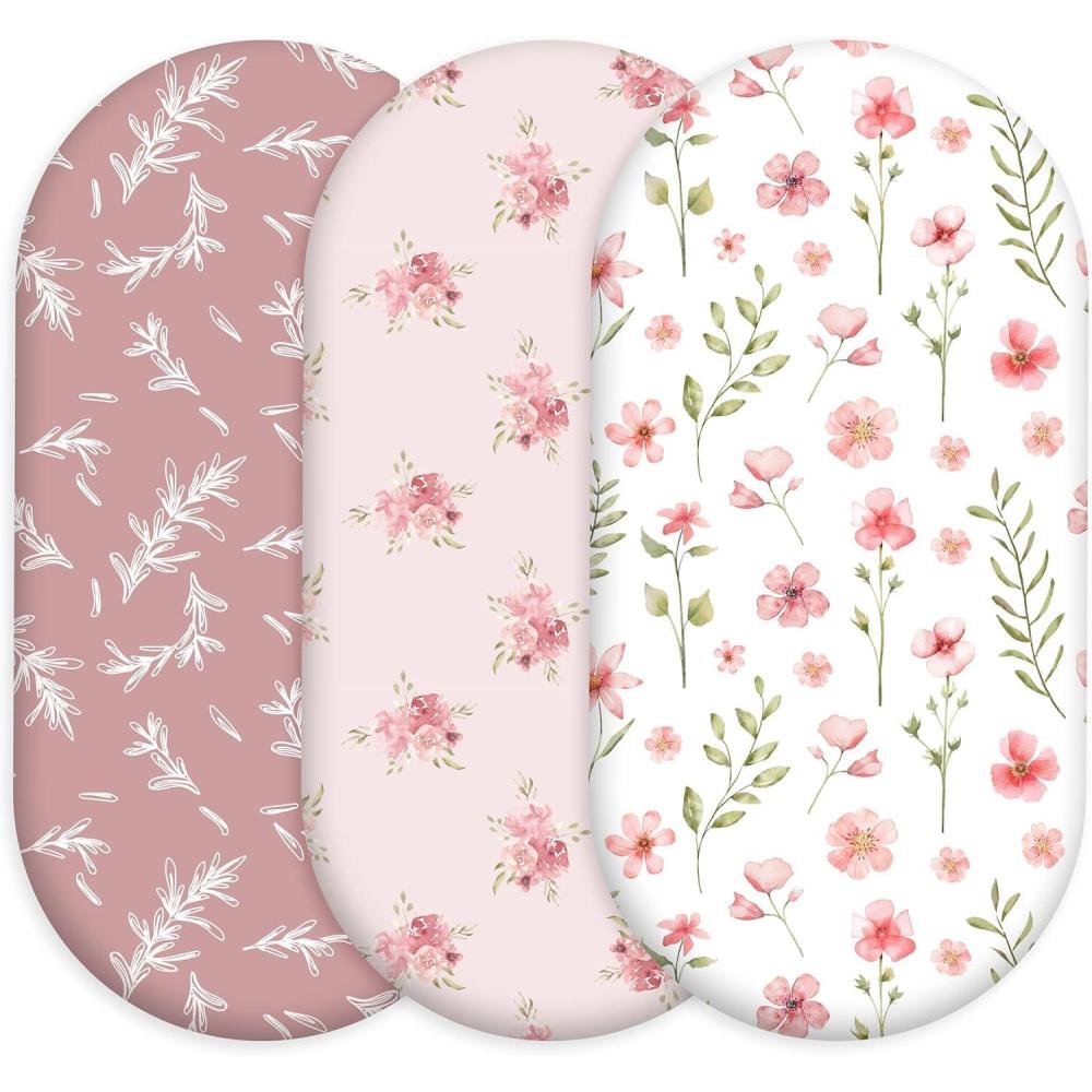 image:imageNap Mat Sheet 47x24 3 Pack Pink Floral Baby Crib Sheets Fitted Elastic Corners Preschool Day Care Rest Mat Cover Soft Breathable Compatible with Regalo My Cot Joovy Travel CotA Pink Floral