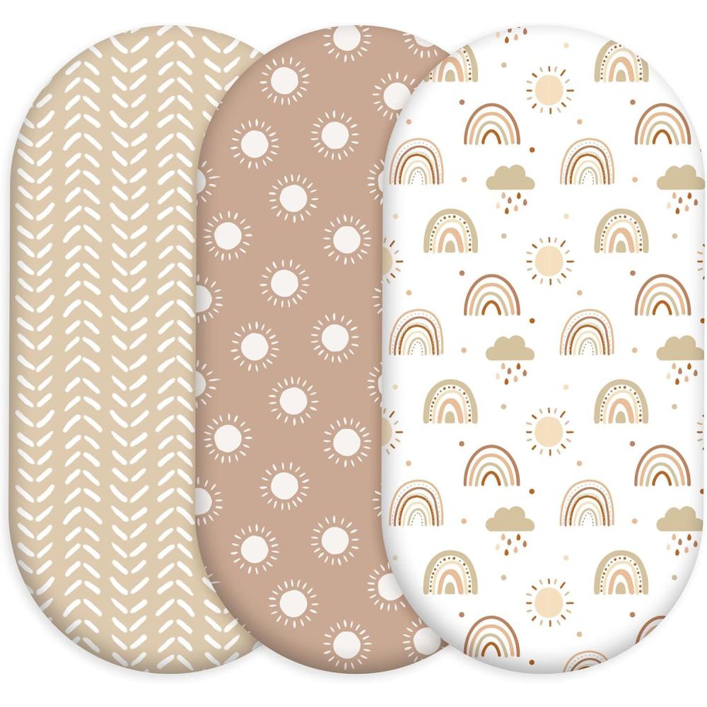 image:imageNap Mat Sheet 47x24 3 Pack Pink Floral Baby Crib Sheets Fitted Elastic Corners Preschool Day Care Rest Mat Cover Soft Breathable Compatible with Regalo My Cot Joovy Travel CotBrown Rainbow