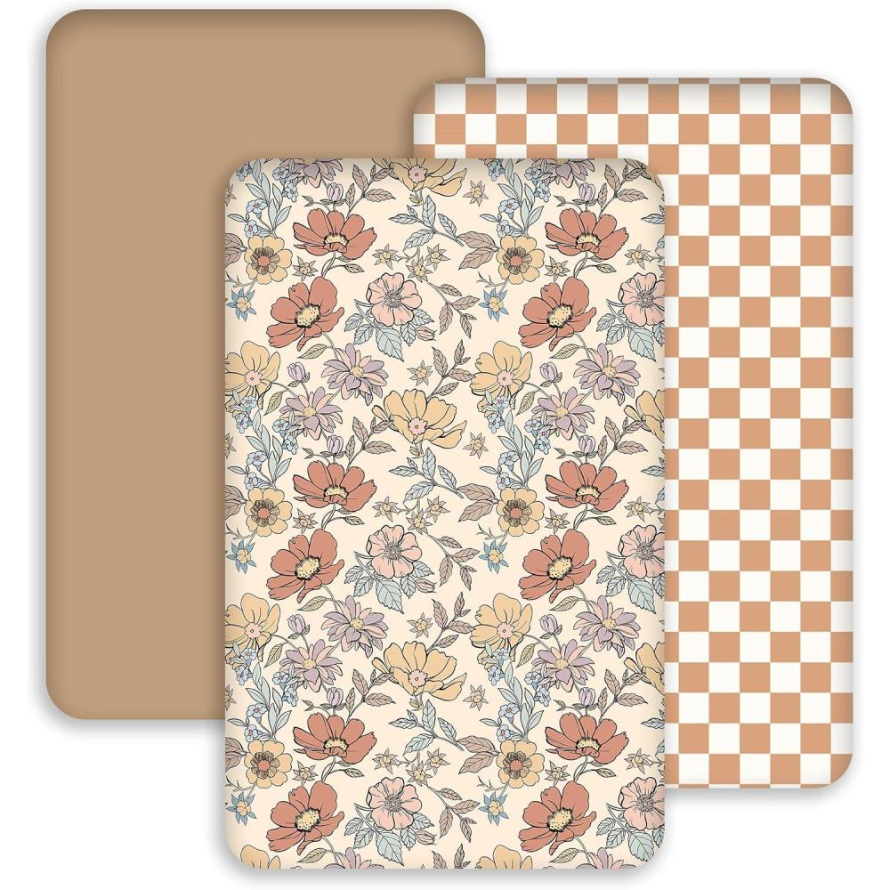 image:imageNap Mat Sheet 47x24 3 Pack Pink Floral Baby Crib Sheets Fitted Elastic Corners Preschool Day Care Rest Mat Cover Soft Breathable Compatible with Regalo My Cot Joovy Travel CotRetro Floral