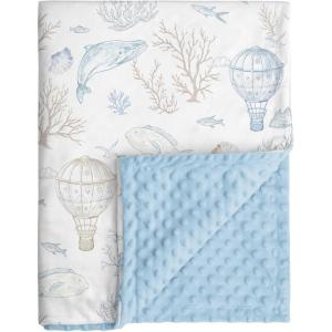 image:imageBaby Minky Blanket for Boys Girl Super Soft Newborn Nursery Blanket with Double Layer Dotted Backing 30x40 Cozy Printed Bed Throw Blanket Undersea WorldLight Blue Whale
