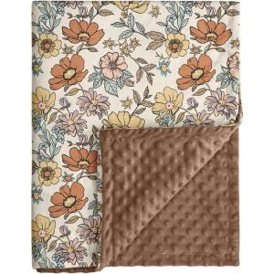 image:imageBaby Minky Blanket for Boys Girl Super Soft Newborn Nursery Blanket with Double Layer Dotted Backing 30x40 Cozy Printed Bed Throw Blanket Undersea WorldChocolate Retro Floral
