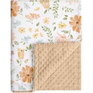 image:imageBaby Minky Blanket for Boys Girl Super Soft Newborn Nursery Blanket with Double Layer Dotted Backing 30x40 Cozy Printed Bed Throw Blanket Undersea WorldPinkishorange Floral