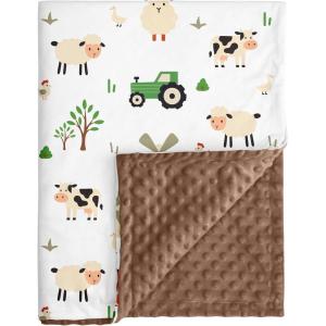 image:imageBaby Minky Blanket for Boys Girl Super Soft Newborn Nursery Blanket with Double Layer Dotted Backing 30x40 Cozy Printed Bed Throw Blanket Undersea WorldChocolate Farm Animals