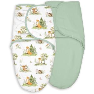 image:imageBaby Swaddles for Newborn Organic CottonSoft amp Snug Newborn Velcro Swaddle 03 Months Sleep Sack Helps Calm Startle Reflex 2Pack Wrap Nursery Swaddling Blankets ElephantGreen Jungle Animals