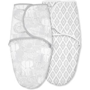 image:imageBaby Swaddles for Newborn Organic CottonSoft amp Snug Newborn Velcro Swaddle 03 Months Sleep Sack Helps Calm Startle Reflex 2Pack Wrap Nursery Swaddling Blankets ElephantLight Grey Elephant