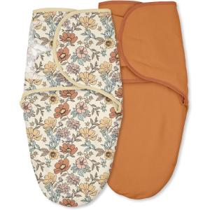 image:imageBaby Swaddles for Newborn Organic CottonSoft amp Snug Newborn Velcro Swaddle 03 Months Sleep Sack Helps Calm Startle Reflex 2Pack Wrap Nursery Swaddling Blankets ElephantChocolate Retro Floral