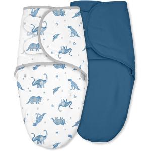 image:imageBaby Swaddles for Newborn Organic CottonSoft amp Snug Newborn Velcro Swaddle 03 Months Sleep Sack Helps Calm Startle Reflex 2Pack Wrap Nursery Swaddling Blankets ElephantNavy Blue Dinosaur
