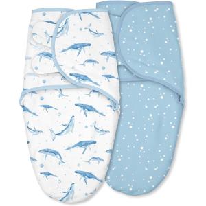 image:imageBaby Swaddles for Newborn Organic CottonSoft amp Snug Newborn Velcro Swaddle 03 Months Sleep Sack Helps Calm Startle Reflex 2Pack Wrap Nursery Swaddling Blankets ElephantBlue Ocean Whale