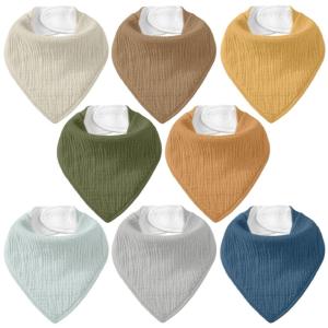 image:imageMuslin Baby Bibs 8 Pack Baby Bandana Drool Bib for Drooling and Teething Cotton Soft Absorbent for Girls Boys Calm Style Plain Solid ColorClassic