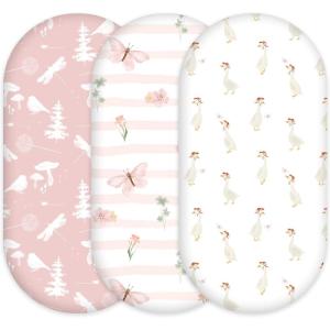 image:imageNap Mat Sheet 47x24 3 Pack Pink Floral Baby Crib Sheets Fitted Elastic Corners Preschool Day Care Rest Mat Cover Soft Breathable  Compatible with Regalo My Cot Joovy Travel CotPink Animal